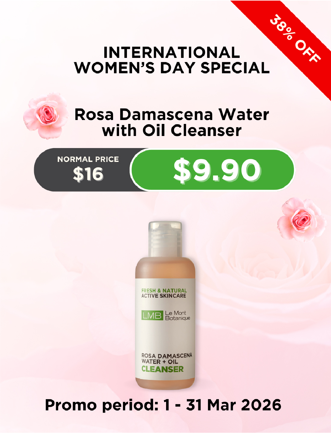 Rosa Damascena Water with Oil Face Cleanser (DISCOUNT)